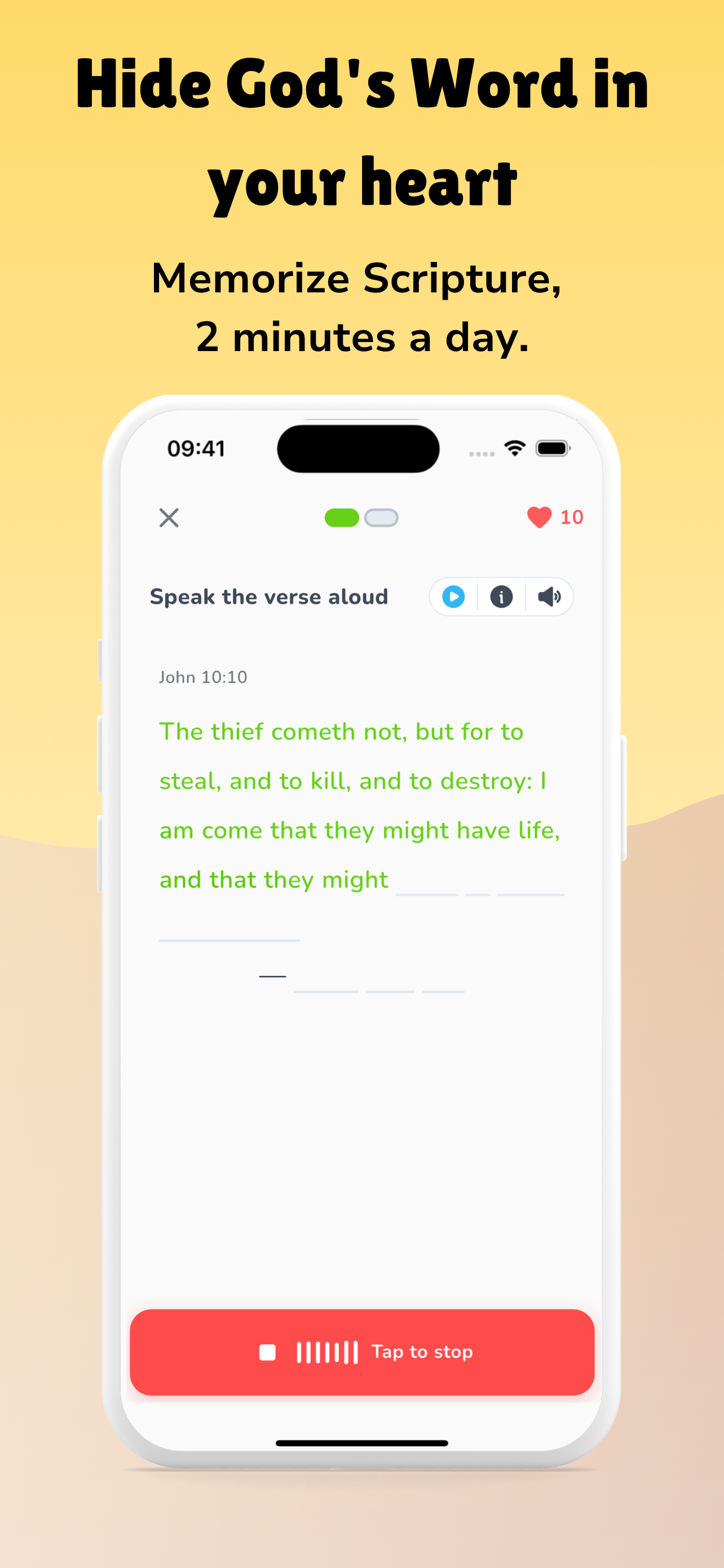 Speaking exercise — Hide God's Word in your heart, 2 minutes a day
